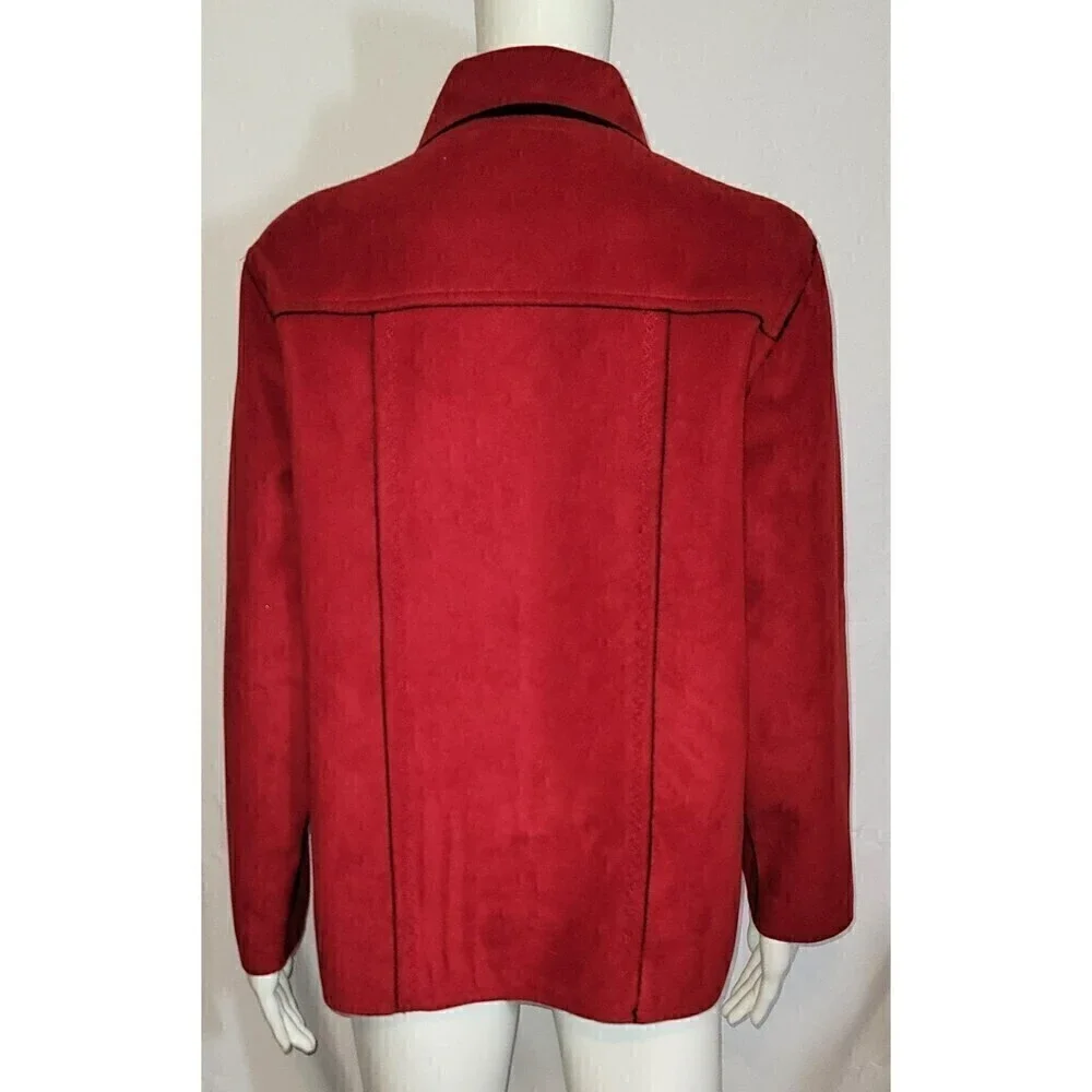 Alfred Dunner Zipped Brushed Suede Fleece Blazer - Size 8P